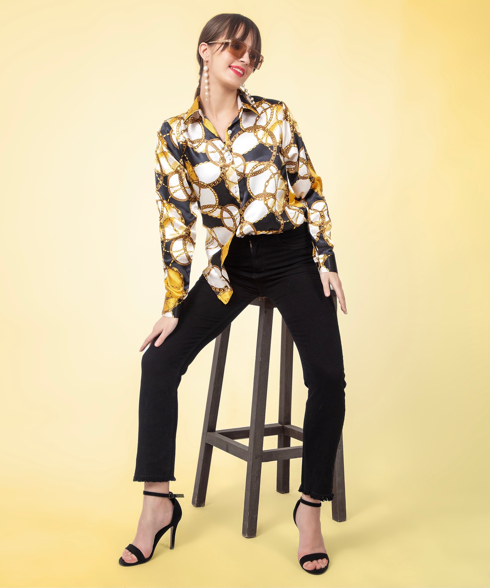 Chain Printed Satin Shirt