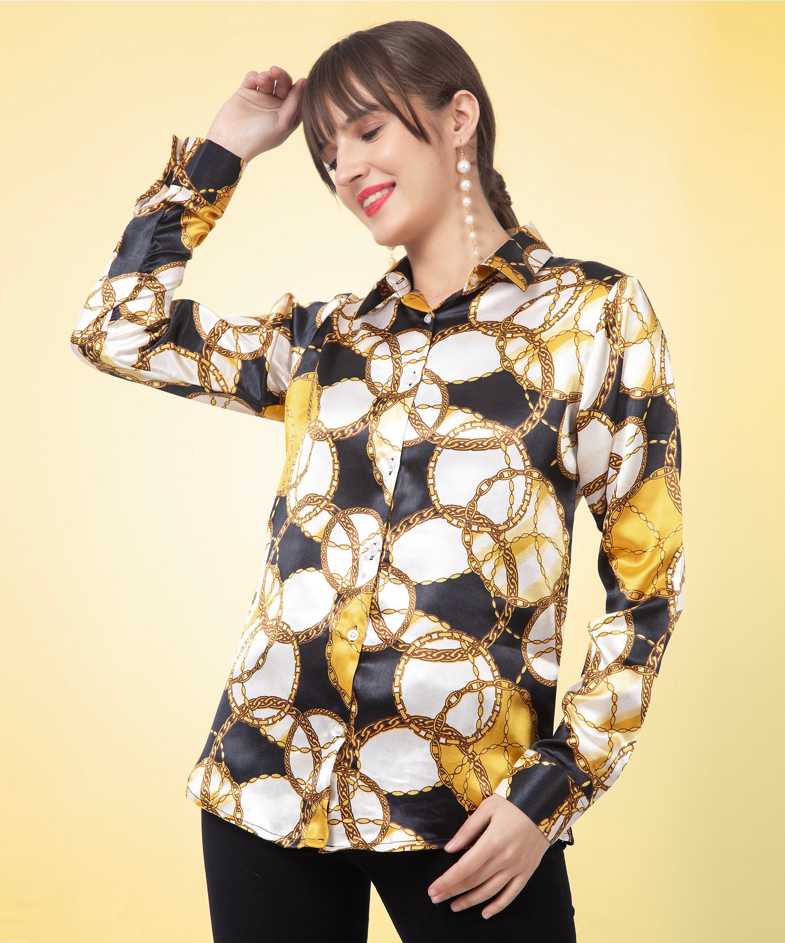 Chain Printed Satin Shirt