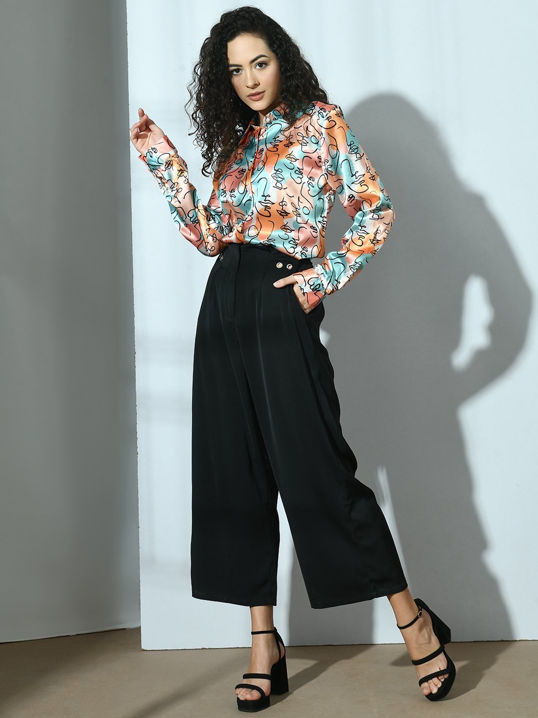 Digital Printed Satin Shirt Front