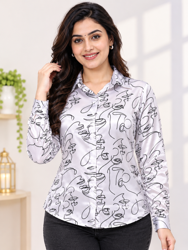 Doodle Printed Satin Shirt