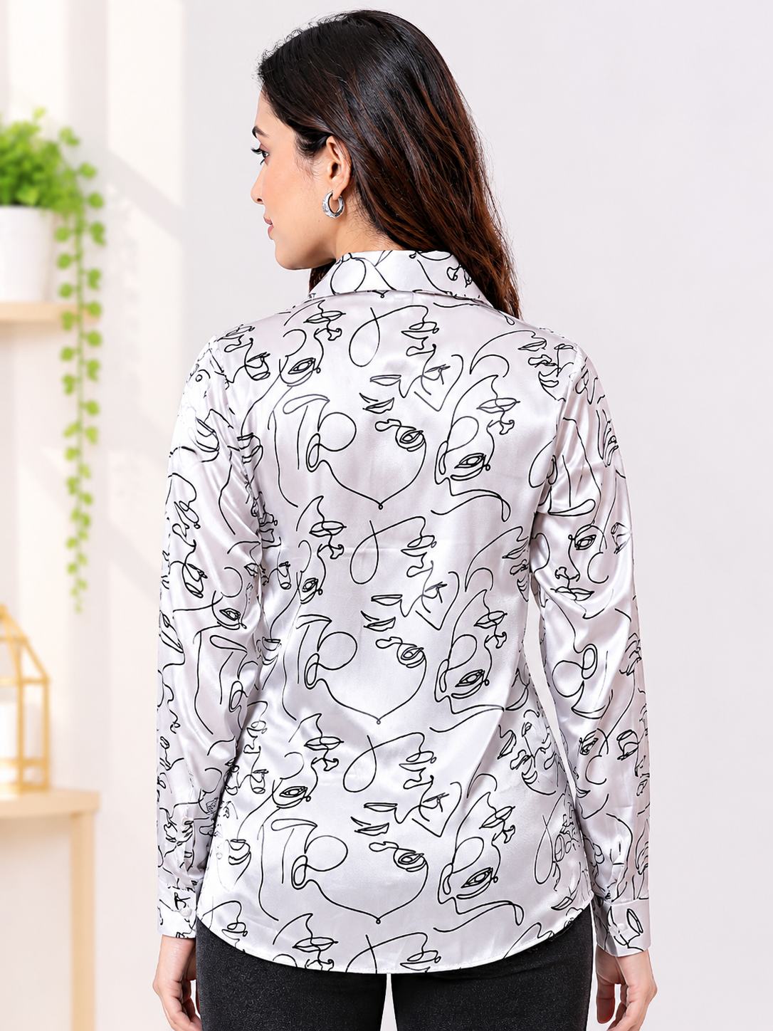 Doodle Printed Satin Shirt (4)